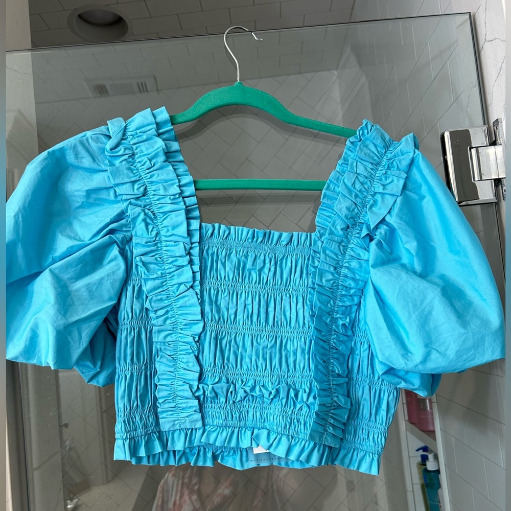 Blue smocked top. Brand endless rose size small